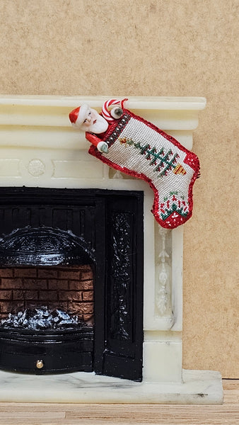 Santa Doll in Christmas Tree Stocking by Sherredawn Miniatures