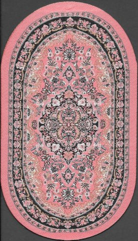 Oval Turkish Woven Area Rug, 5.5" x 3.5", Pinks