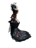 Artisan Doll, Georgian Style, Black and Floral Dress