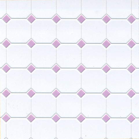 Tile, White with Lilac Diamonds