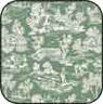 Cotton Fabric, Reverse French Toile, Green