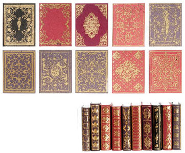 Ornamental Books, No Titles, 10 Piece Set, Foil