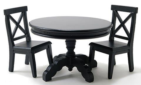 Round Kitchen Table and Chair Set, Black