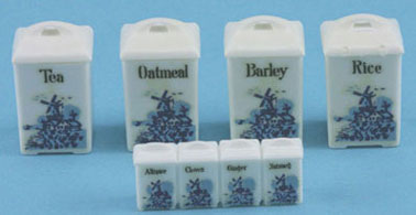 Canister Set with Spice Jars, Delftware Theme
