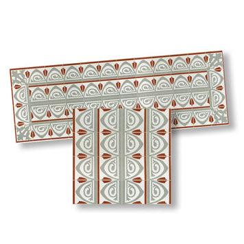 Mosaic Floor Tile Borders, Gray and Rust