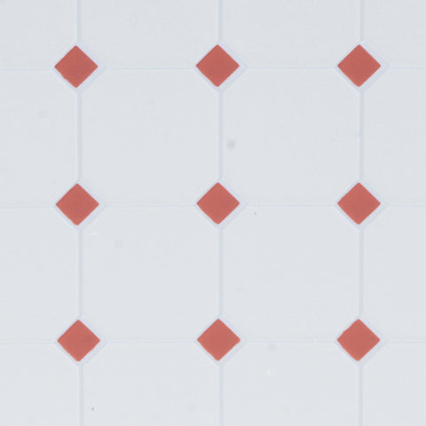 Tile, White with Red Diamonds
