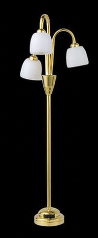 3 Arm Down Standing Floor Lamp with Wand, LED, Brass