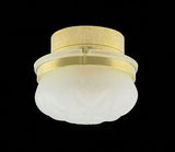 Battery Powered, Frosted Round Ceiling Light with Wand, Brass