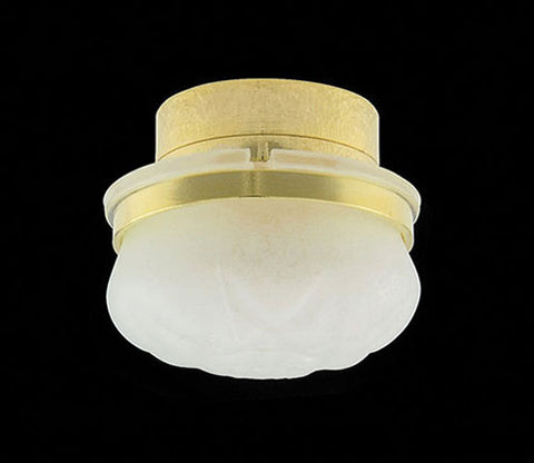 Frosted Round Ceiling Light with Wand, LED, Brass