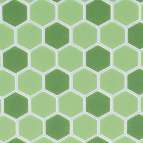 Tile Floor, Green Light and Dark, Hexagon
