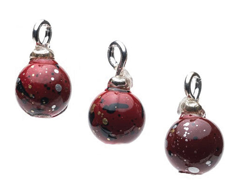 Burgundy Splatter Ball Ornament, Set of Three
