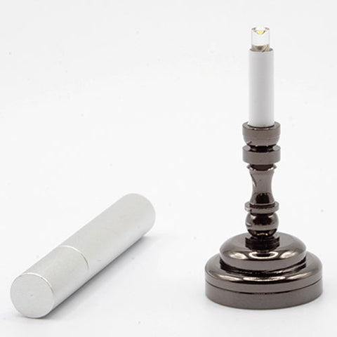 Candlestick with Wand, LED, Dark Pewter