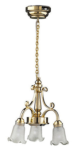 3-Arm LED Frosted Tulip Down Battery Light Chandelier
