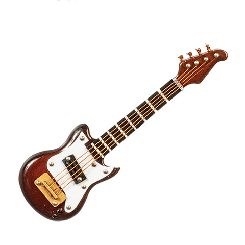 Electric Guitar With Case, Brown Wood tone