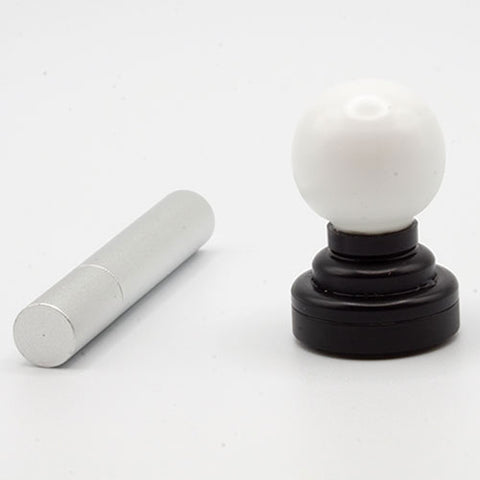 Round White Globe Ceiling Light with Wand, LED Battery Powered, Black