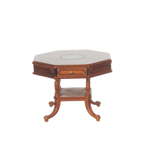 Octagon Table with Drawers, New Walnut