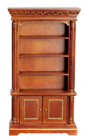 Book Case, Walnut with Gold Trim