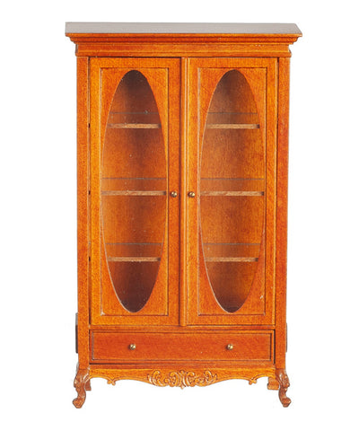 American Victorian Display Cabinet, Walnut Finish