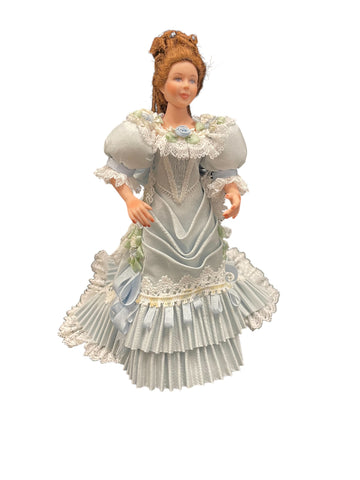 Artisan Made Lady in Blue with Chestnut Curls