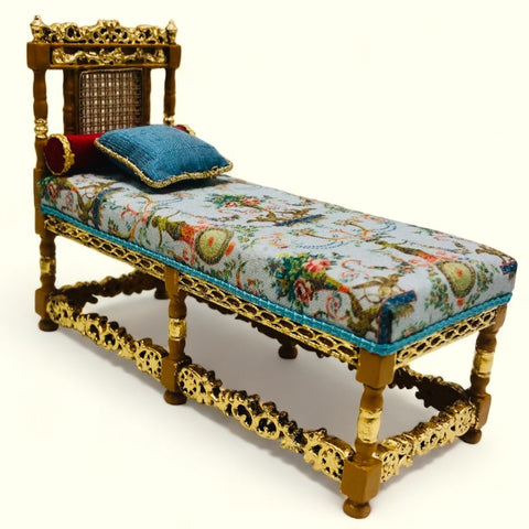 Bespaq Chaise, Customized with Gold Leaf and Fabric by Steve Costanzo