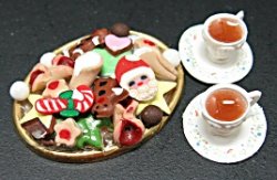 Tray with Christmas Cookies and a Pair of Tea cups