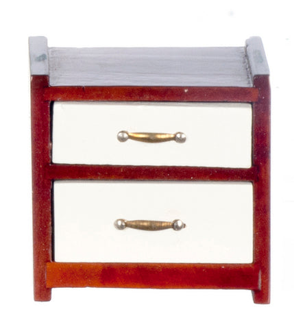 Modern Night Stand Table, Mahogany and White ON SALE