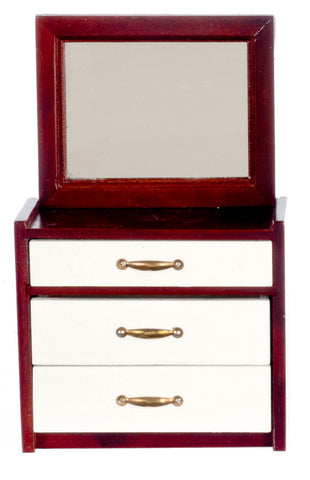 Modern Dresser with Mirror, Mahogany and White ON SALE
