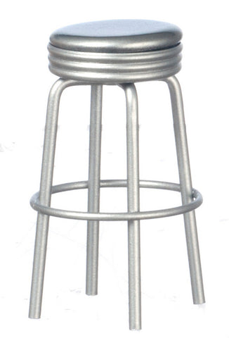 Raised Stool, Silver Top, 50's Style