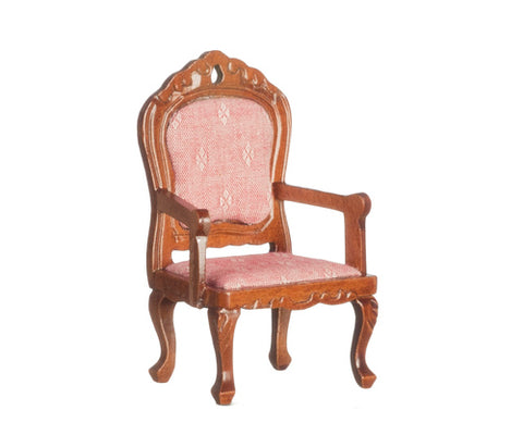Victorian Arm Chair, Red, Mahogany Finish ON SPECIAL