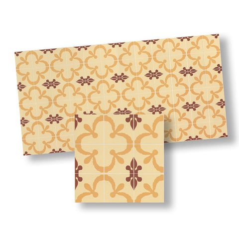 Mosaic Floor Tile Sheet, Rust, Orange, and Gold