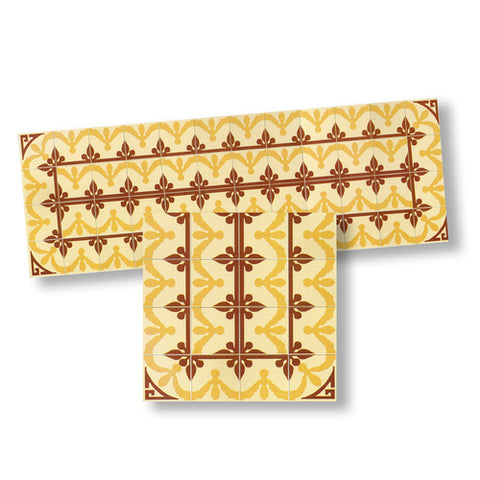 Mosaic Floor Tile Borders, Orange, Rust, and Gold