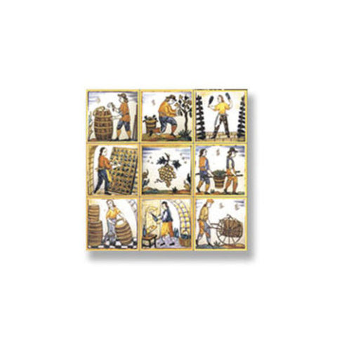 Mosaic Tile Sheet, Medieval Wine Making Scenes