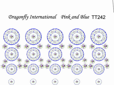 Pink and Blue Dish Decal Transfer Set