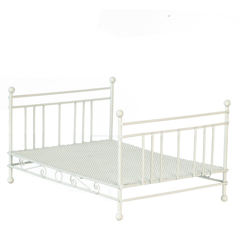 Double Bed Frame, Metal, White