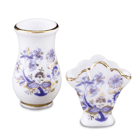 Blue Onion Flower Vase Set