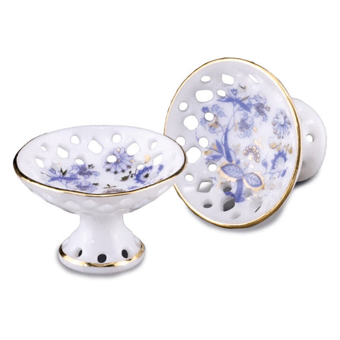 Blue Onion Footed Fruit Bowl Set, LAST ONE