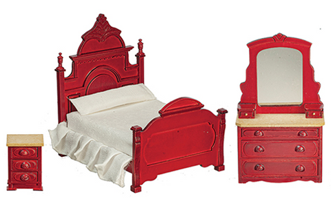 Victorian Bedroom Set, Three Piece, Mahogany Finish 50% OFF!