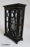 Black Cabinet with Glass and Gold Trim