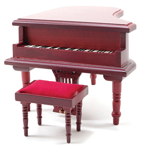 Piano, Baby Grand, Mahogany and Red