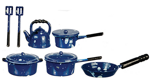 Spatterware set 10 pc, blue