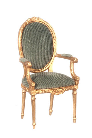 George III Open Armchair, Gold and Green
