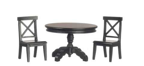 Round Table and Two Chairs, Ebony