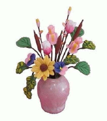Assorted Flowers in Pink Vase