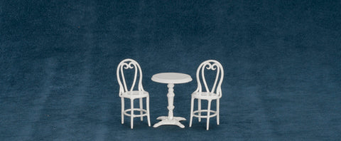 Patio Set, Three Piece Table and Chairs, Metal, White
