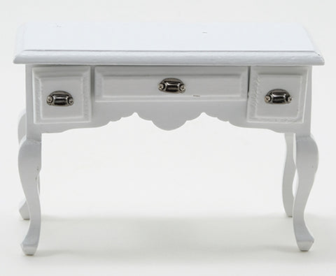 Small Desk, White, Pewter Hardware