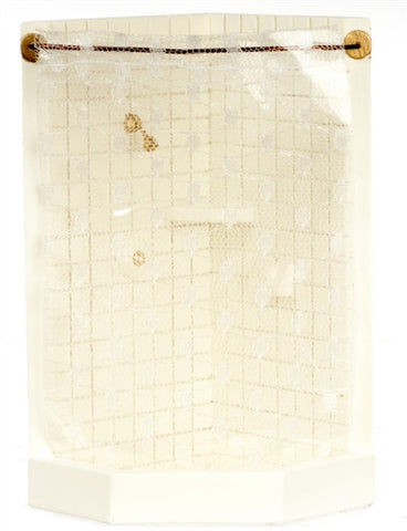 Open Corner Shower Stall, White Resin