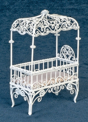 Canopy Crib, White Metal Wicker
