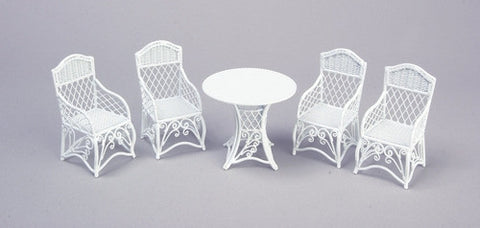 Metal Wicker Table and Four Chairs