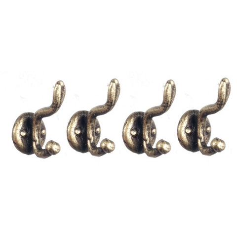 Coat Hooks, Brass, Set of Four