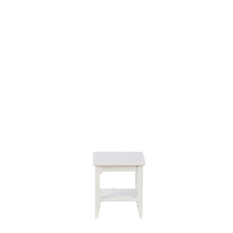 End Table with Shelf, White